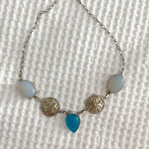 Bohemian Silver Statement Necklace with Blue Aqua